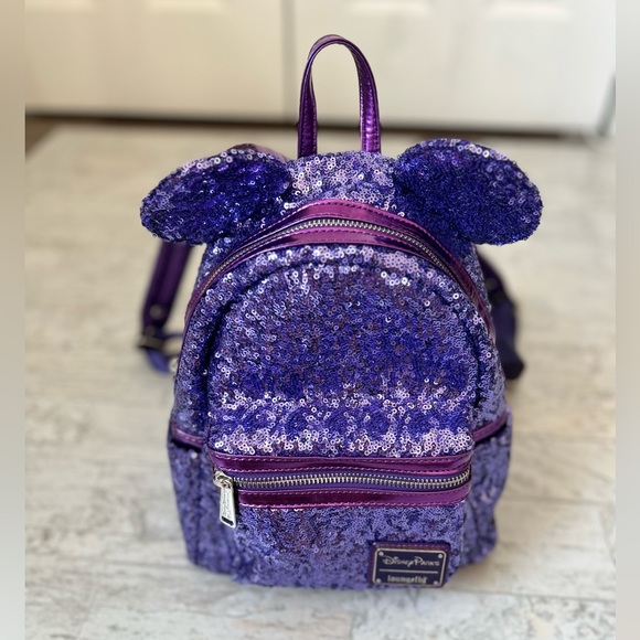 Disney Parks Loungefly Purple Potion Sequined Mini Backpack RARE - Picture 8 of 17